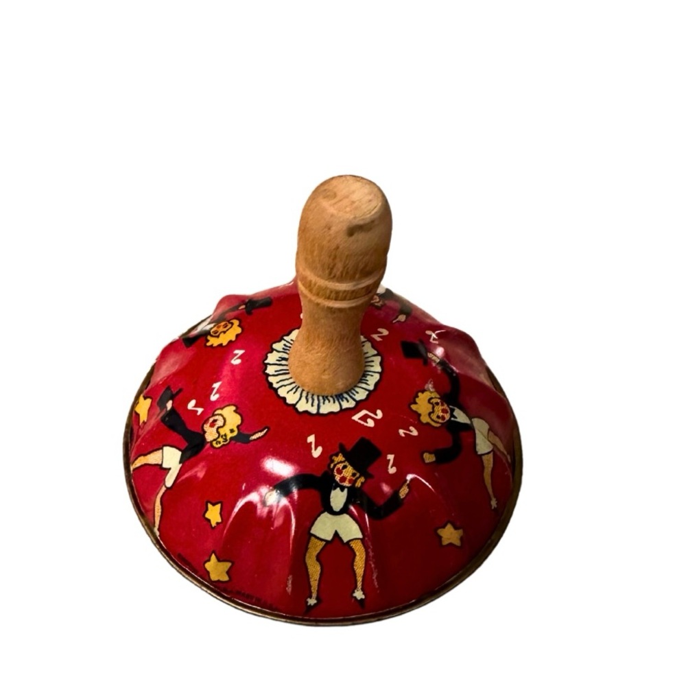 Kirchhof Tin Noise Maker Life of the Party Bell Chorus Line Dancers Wood Handle